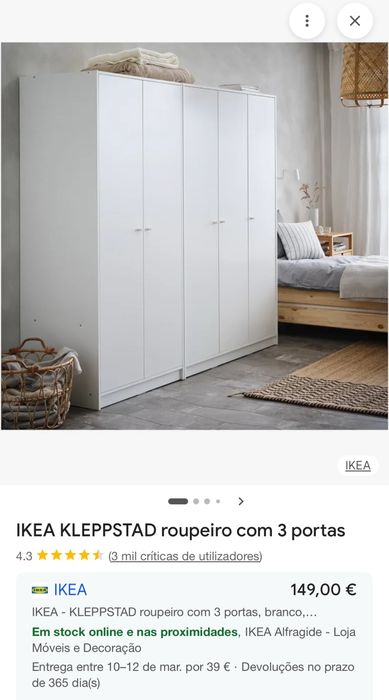 IKEA KLEPPSTAD roupeiro com 2 portas