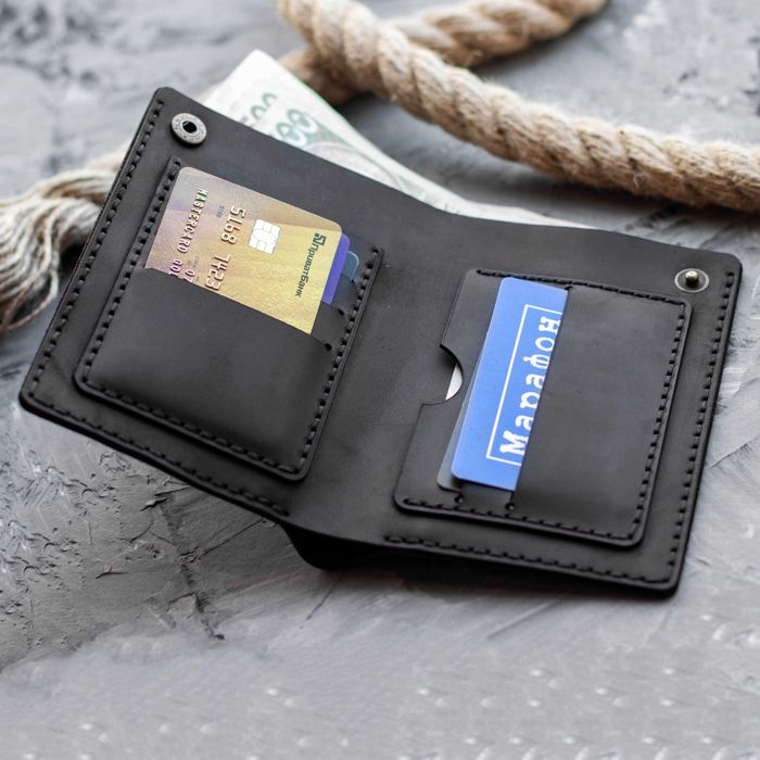 Шкіряне портмоне гаманець із натуральної шкіри БРУТТО чорне