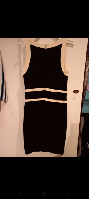 Vestido justo, preto e branco - M - Mango