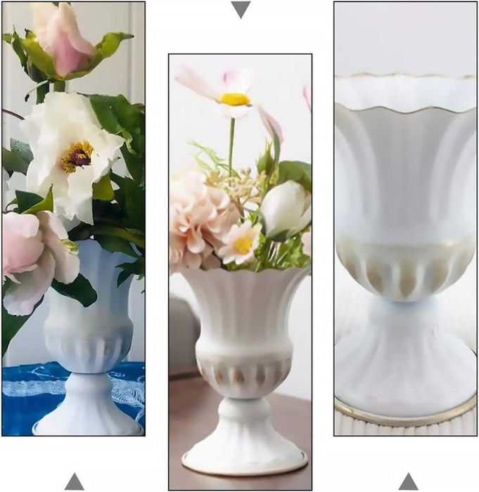 Wazon doniczka elegancka z kutego żelaza biała retro