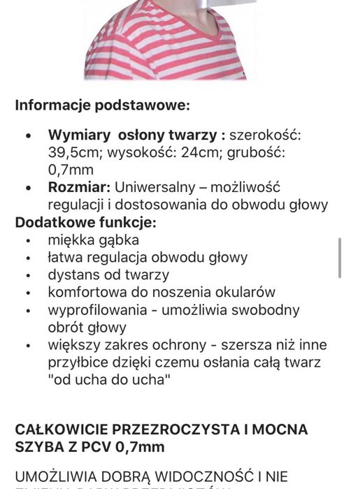 Przyłbica ochronna osłona twarzy nowa nowe