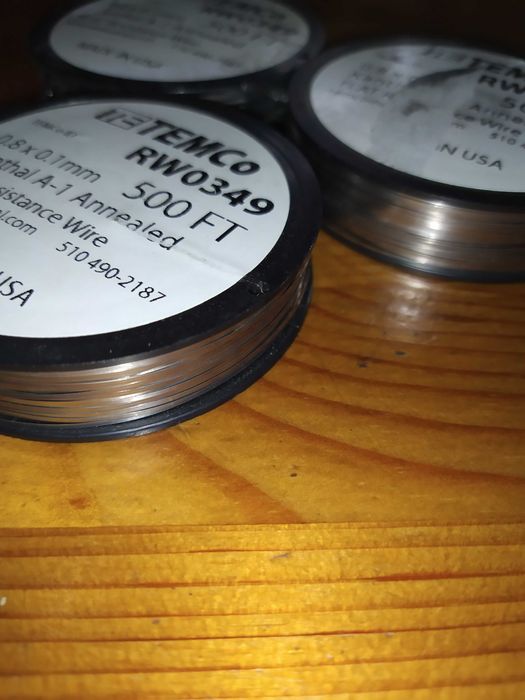 Плоский кантал 0.8 x 0.1 mm 500 ft Kanthal A-1 150м (нихром, фехраль).