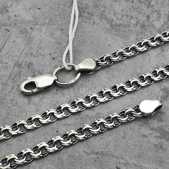 Срібна цепочка Бісмарк. Ширина 3,5 мм. Тонкий ланцюжок на шию. 55 см