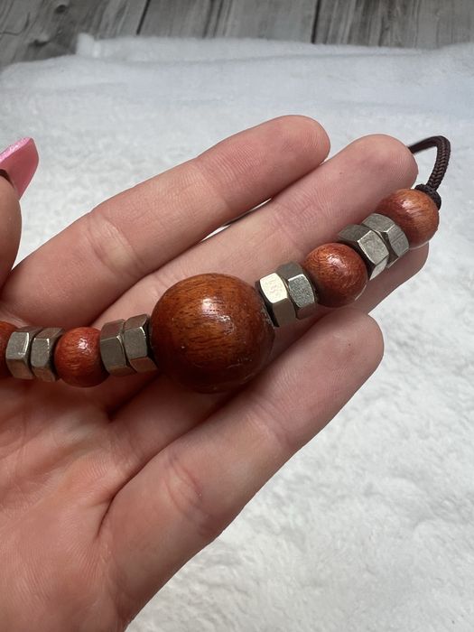 Naszyjnik boho etno korale koraliki drewniane drewno śruby casual 28