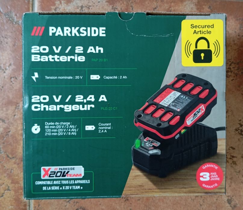 Conjunto de carregador e bateria Parkside 20V