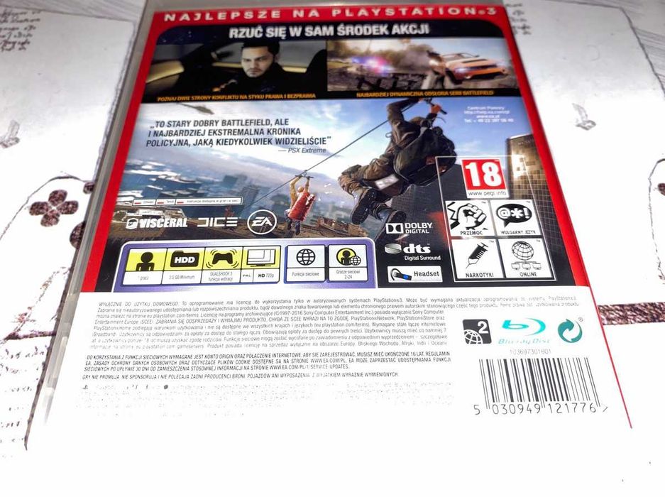 Battlefield Hardline Ps3 polska wersja dubbing bez rys