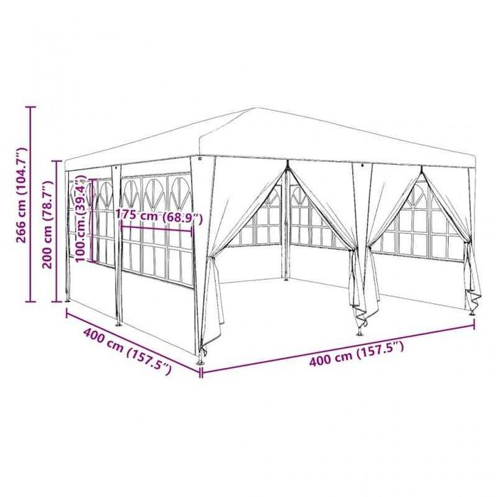 Tenda de Festa Azul e Branco 400x400x266 cm