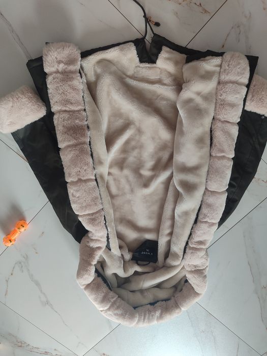 Piękna kurtka parka khaki ocieplana misiem L XL