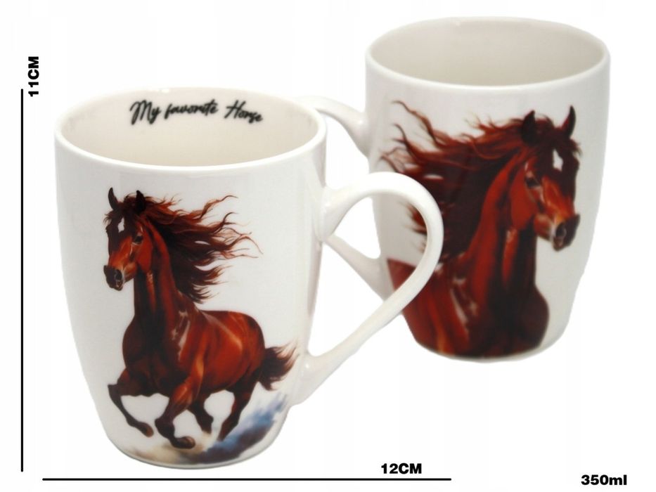 cudowny kubek porcelana kostna arabski koń queen isabell 350ml.