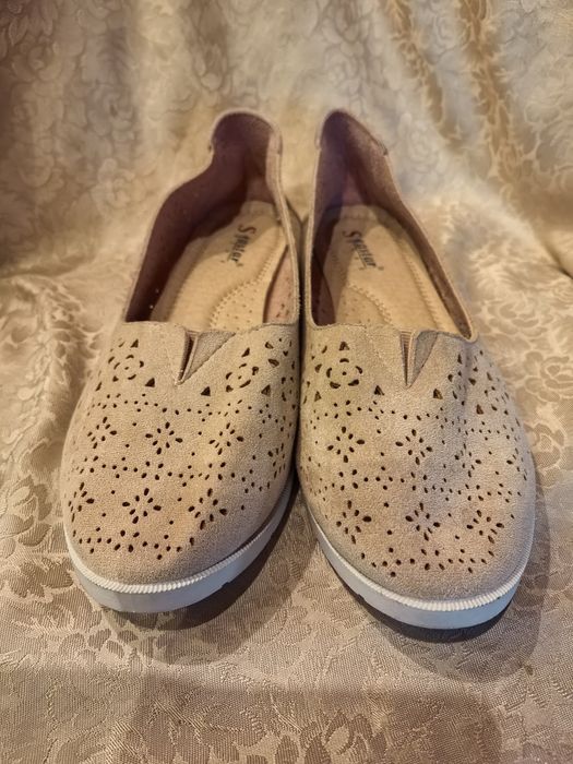 Mokasyny damskie Seastar rozm 41, skóra, beż, szersza stopa