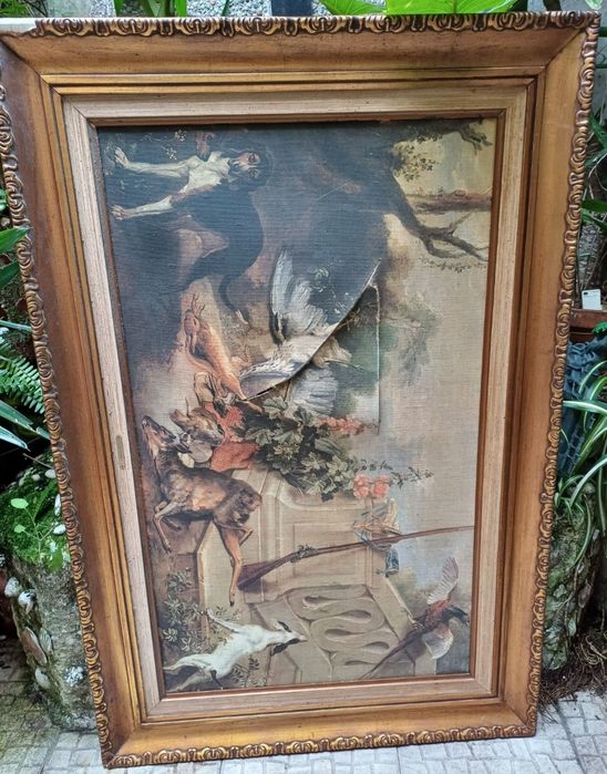 Quadro, moldura grande. Madeira antiga