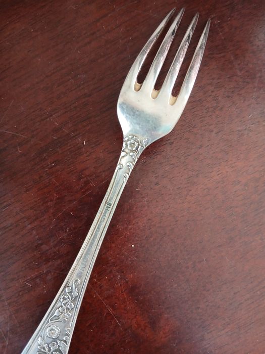 Przedwojenna Warszawa Pelowski posrebrzany widelec