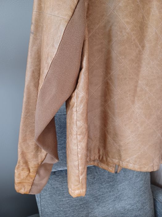 Eko skórzana ramoneska, krótka kurtka. Brązowa. Rozm 46