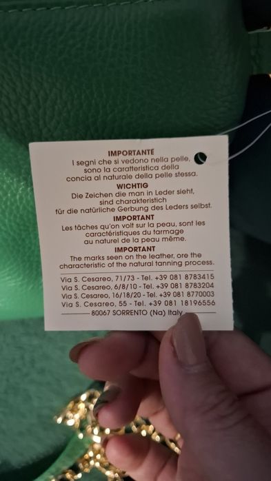 Nowa torebka skóra naturalna zielona