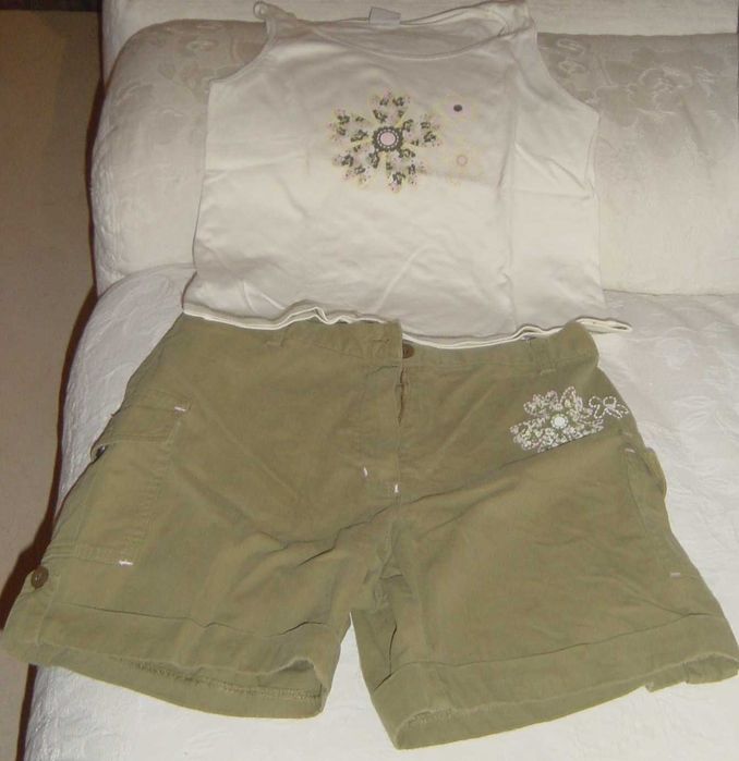 Conjunto 3 peças Verão BROTES p/ menina: T 12A Calção+Top+Camisola