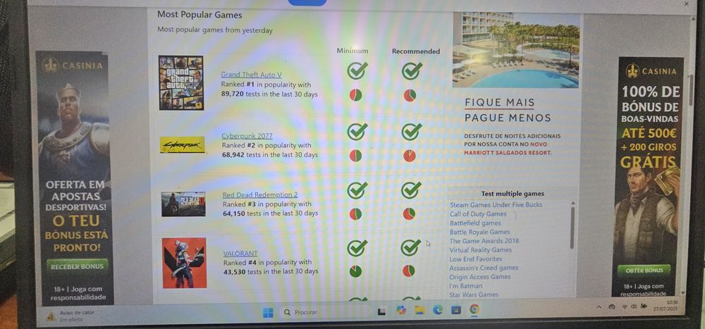 Portátil gaming, asus F571G, roda todos os jogos populares.