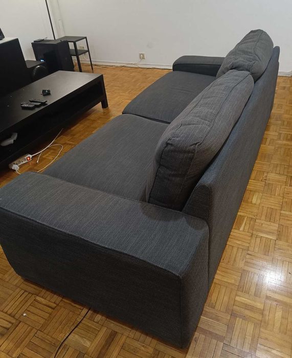 Sofá de 3 lugares cinzento