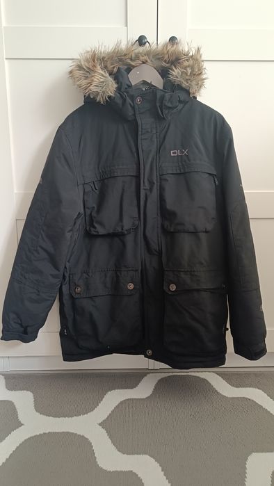 Trespass DLX Kurtka męska zimowa S dłuższa futrtko czarna oddychająca