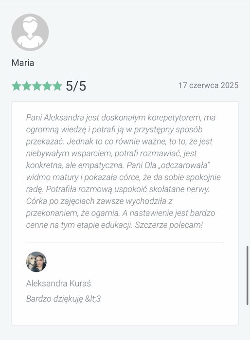 Wolne miejsca na 2026/2027 Korepetycje Język Polski | MATURA | E8 |