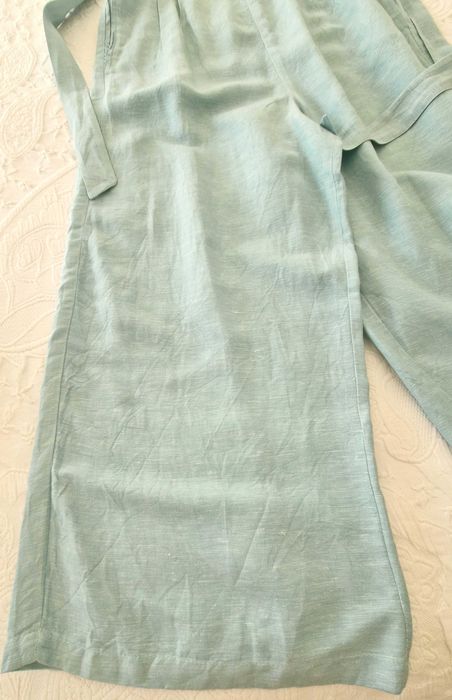 Calças de linho azul claras, tamanho 38