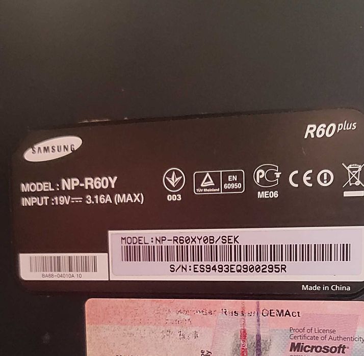 Ноутбук samsung r60plus