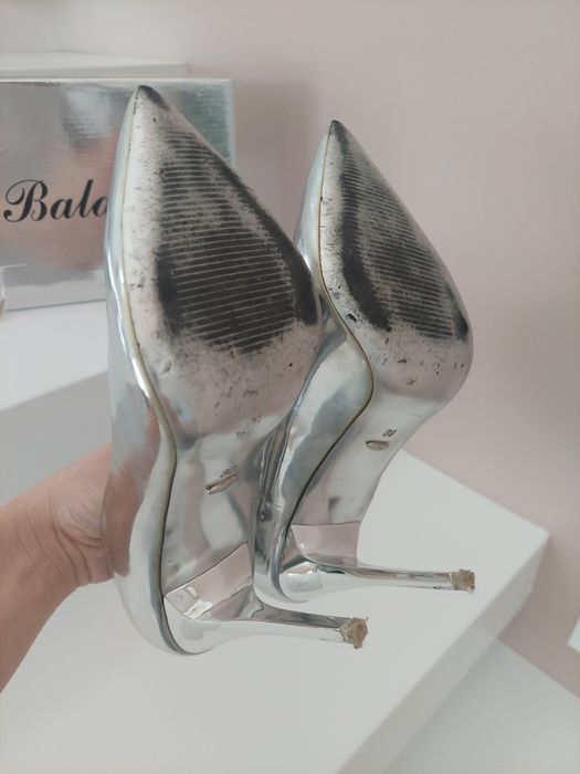 Szpilki Srebrne Silver Balada rozmiar 38 Wysoki Obcas