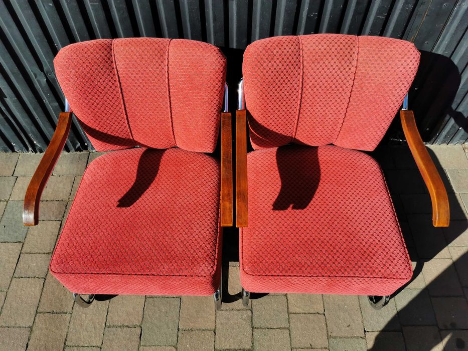 Unikatowy fotel chrom Mücke & Melder / Thonet, Czechosłowacja '30-'50