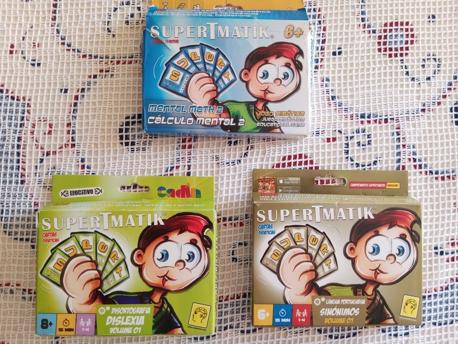 Jogos Didáticos SuperTmatik cartas Dislexia, Cálculo Mental e Sinónimos