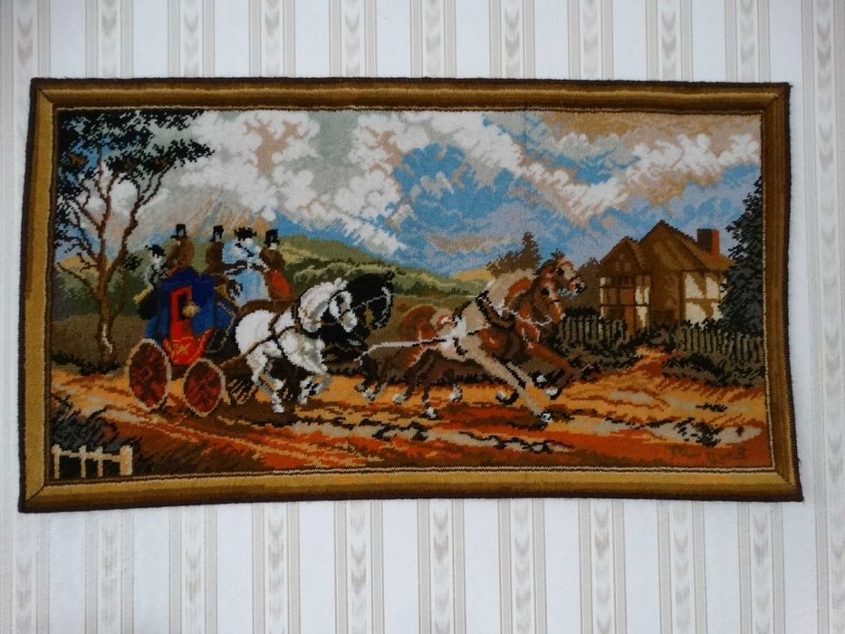 Kilim ,gobelin wełniany Matka Boska Częstochowska ,Rybak i Kareta
