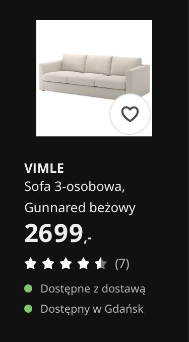 VIMLE Sofa narożna Gunnared beżowy