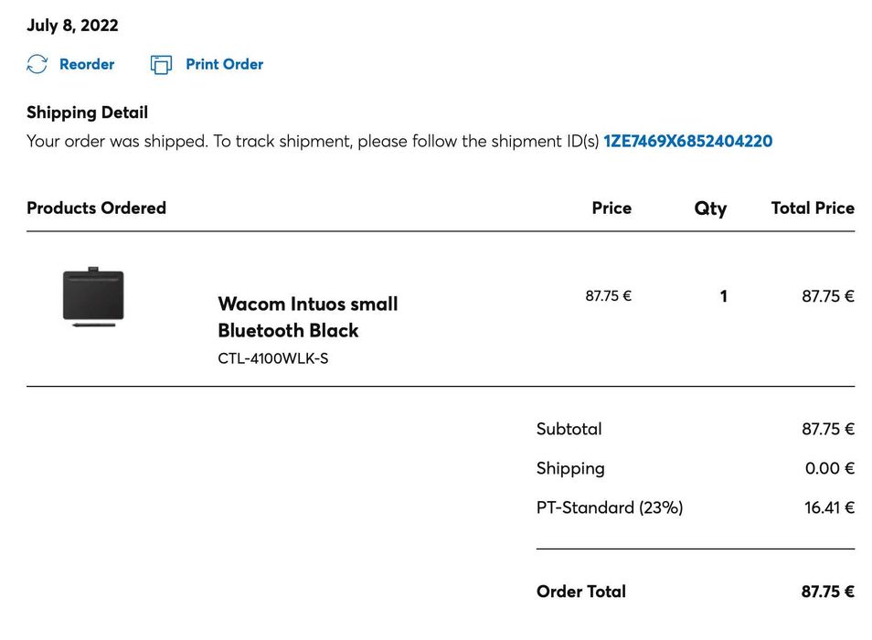 Mesa Digitalizadora Wacom Intuos Small wireless (como nova)