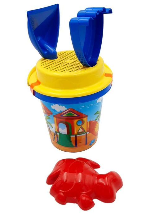 Zabawki plażowe zestaw 5szt wiaderko łopatka foremka sitko grabki NOWE