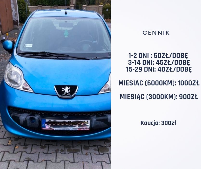 Wynajem aut, wypożyczalnia Peugeot 107