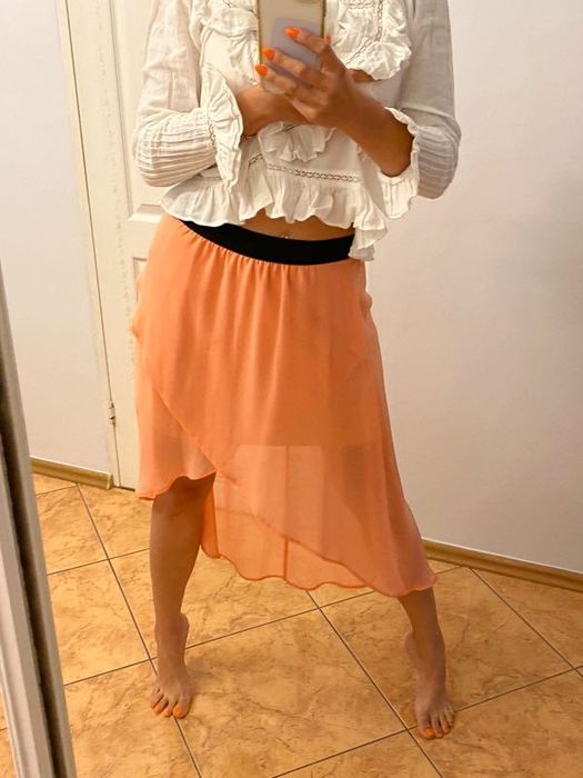 Reserved Spódnica maxi z tiulu tiul szyfon szyfonowa asymetryczna  M