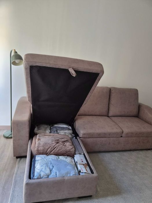 Sofá cama cinzento - para levantar zona Mafra