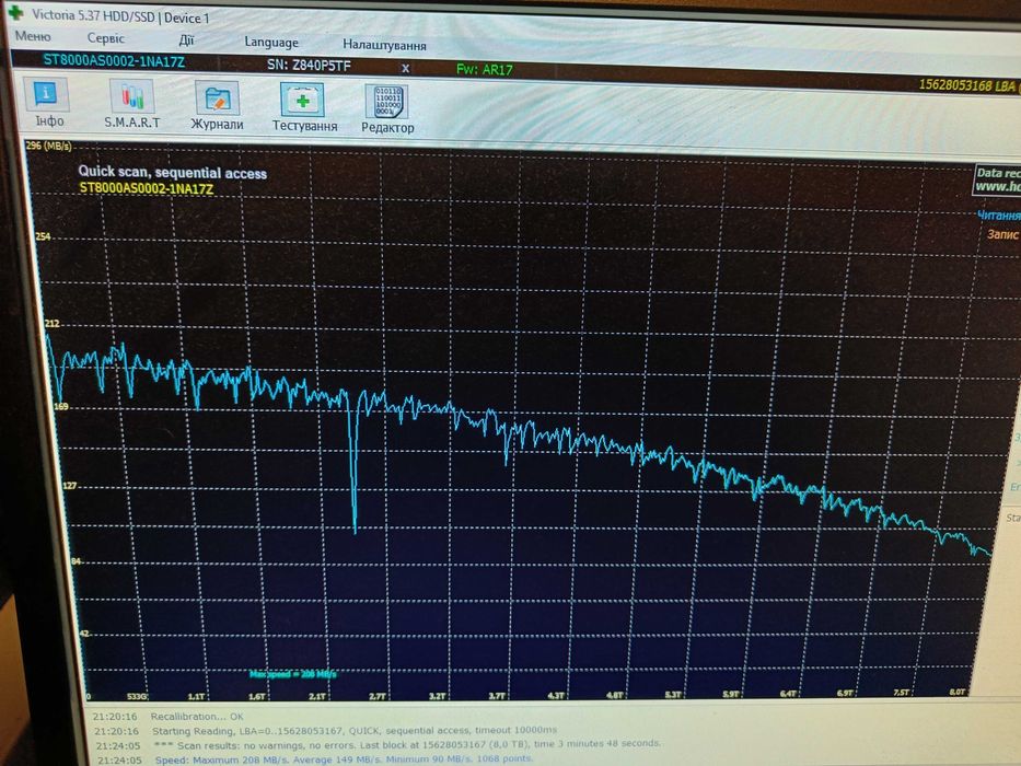 Хард диск HDD Hard Seagate 8TB ST8000AS0002 5980RPM 128mb CASH 92%