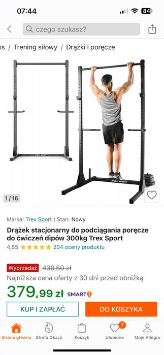 Drążek do ćwiczeń, stacjonarny, porecze do deepów