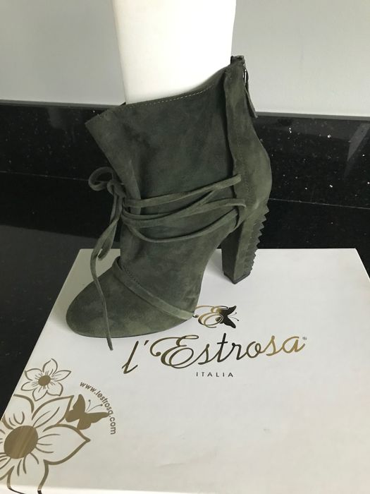 Botki włoskie firmy L Estrosa  Skóra Nubuk  roz.37  kolor Khaki