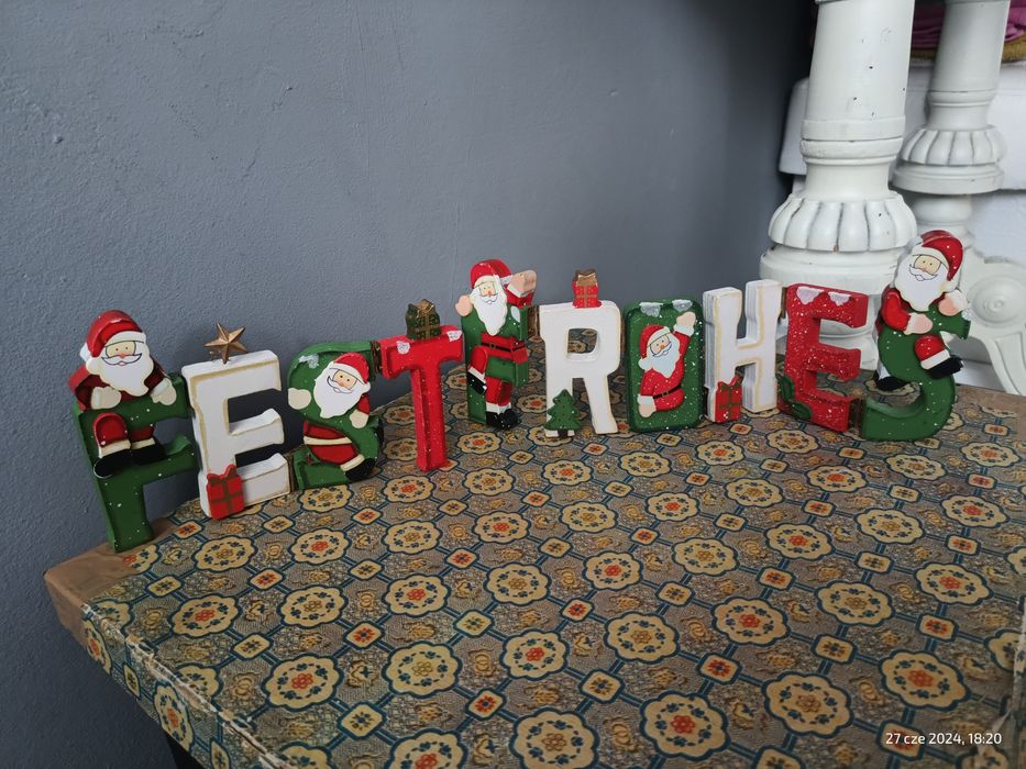 Drewniany Świąteczny Napis Fest Frohes