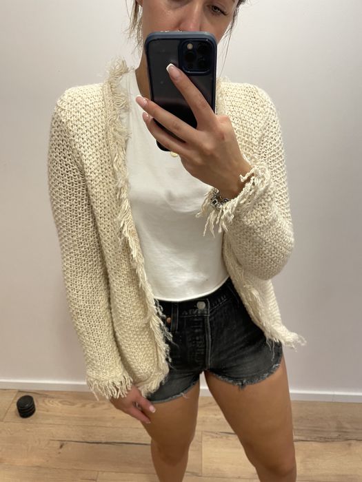Sweterek sweter kardigan Zara Knit 38 M frędzelki