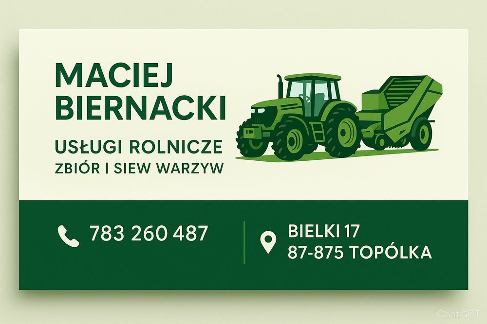 Usługi zbiór warzyw kopanie warzyw siew