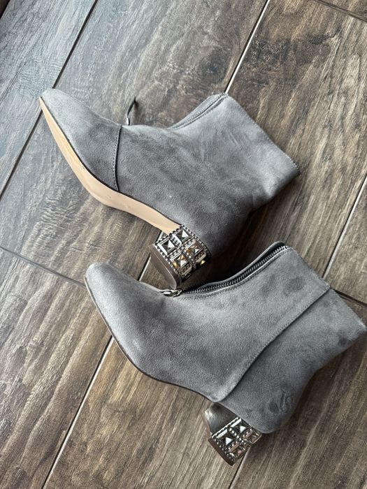 Szare botki cekiny vices na koturnie srebrne 38 buty