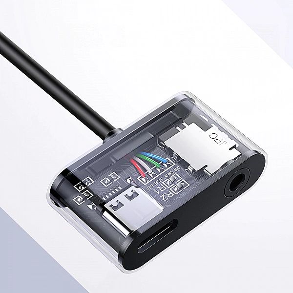 Adapter Ugreen CM193, 50596 audio dwuportowy USB-C (męski) - mini jack