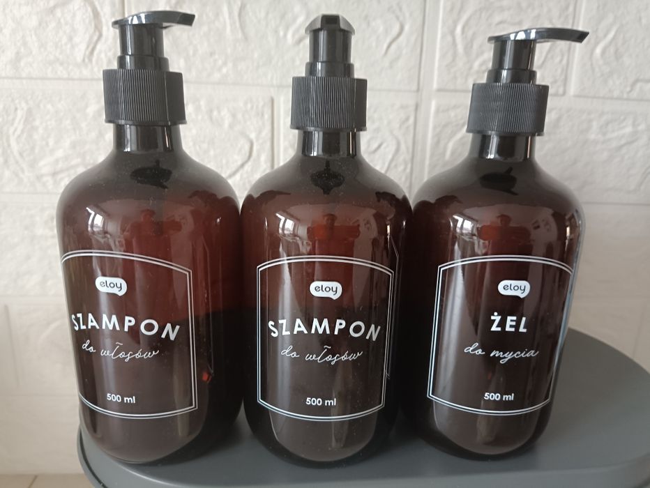 Nowy Zostaw pojemników na płyny , kosmetyki 500ml 3szt
