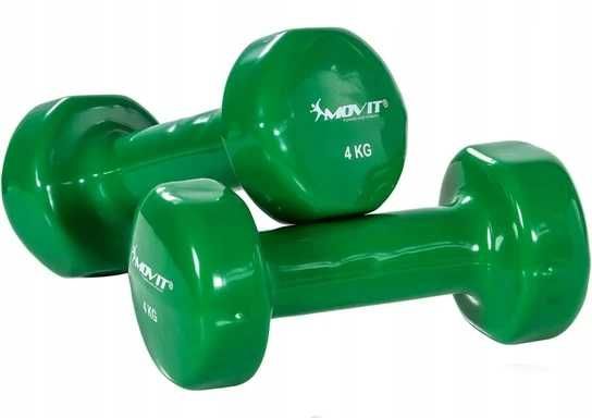 Movit 2x 4 kg ZIELONE Hantle powlekane - gumowane stałe NrP10