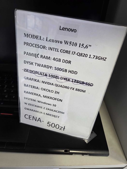 laptop Lenovo W510 15,6'