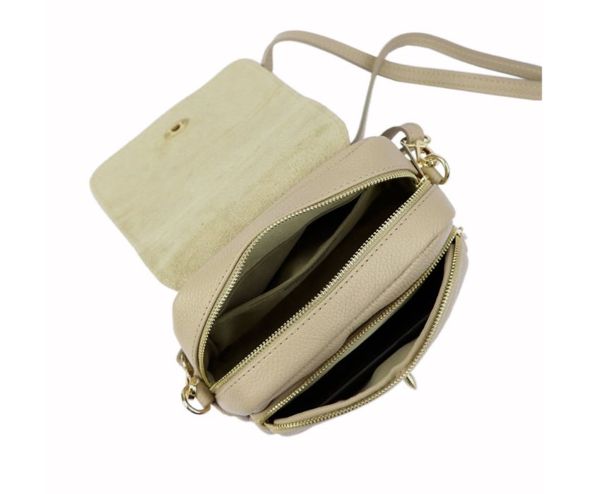 torebka listonoszka skóra naturalna beżowy