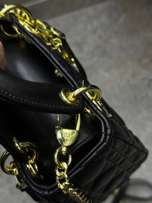 Mini Lady Dior Bag Black/Gold / міні сумка діор чорна