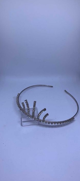 nowy spektakularny diadem ślubny vintage srebro stroik studniówka glam