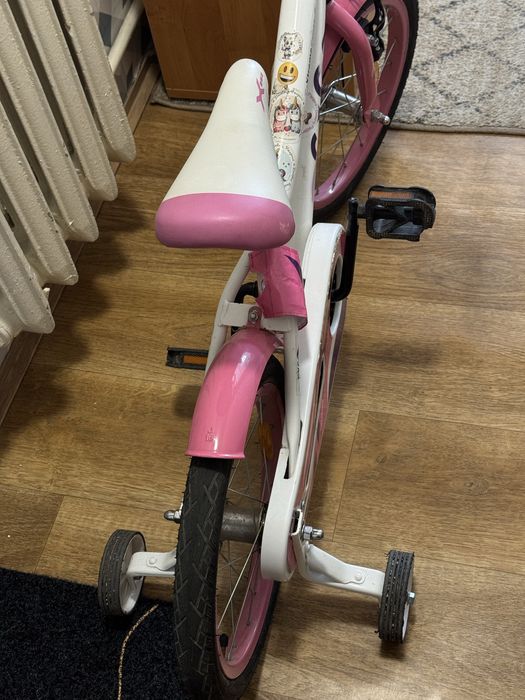 Rower dziecięcy dla dziewczynki, kółka boczne (rozmiar 14 cali)